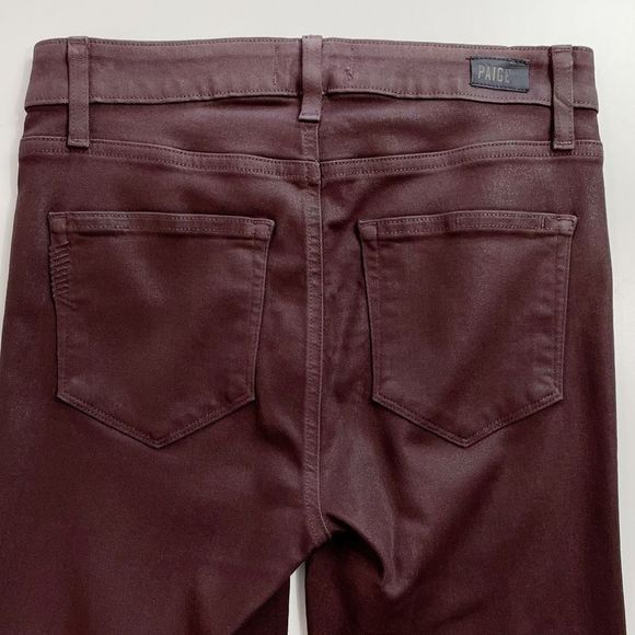 PAIGE Hoxton Coated Ankle Skinny Jean High Rise Button Fly Stretch Coffee 27 - Picture 4 of 9